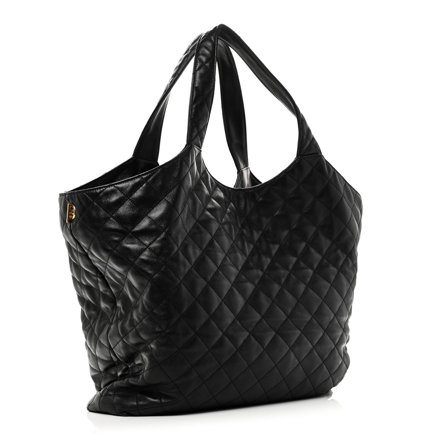 Lambskin Quilted Maxi Icare Shopping Tote Black