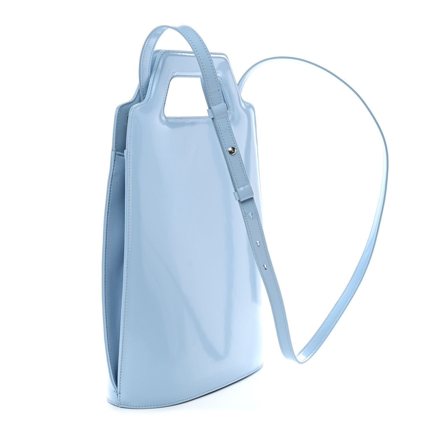 Brushed Calfskin North South Wanda Top Handle Bag Sky Blue
