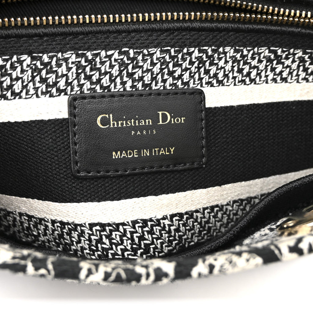 Canvas Embroidered Medium Plan de Paris Lady D-Lite Black White