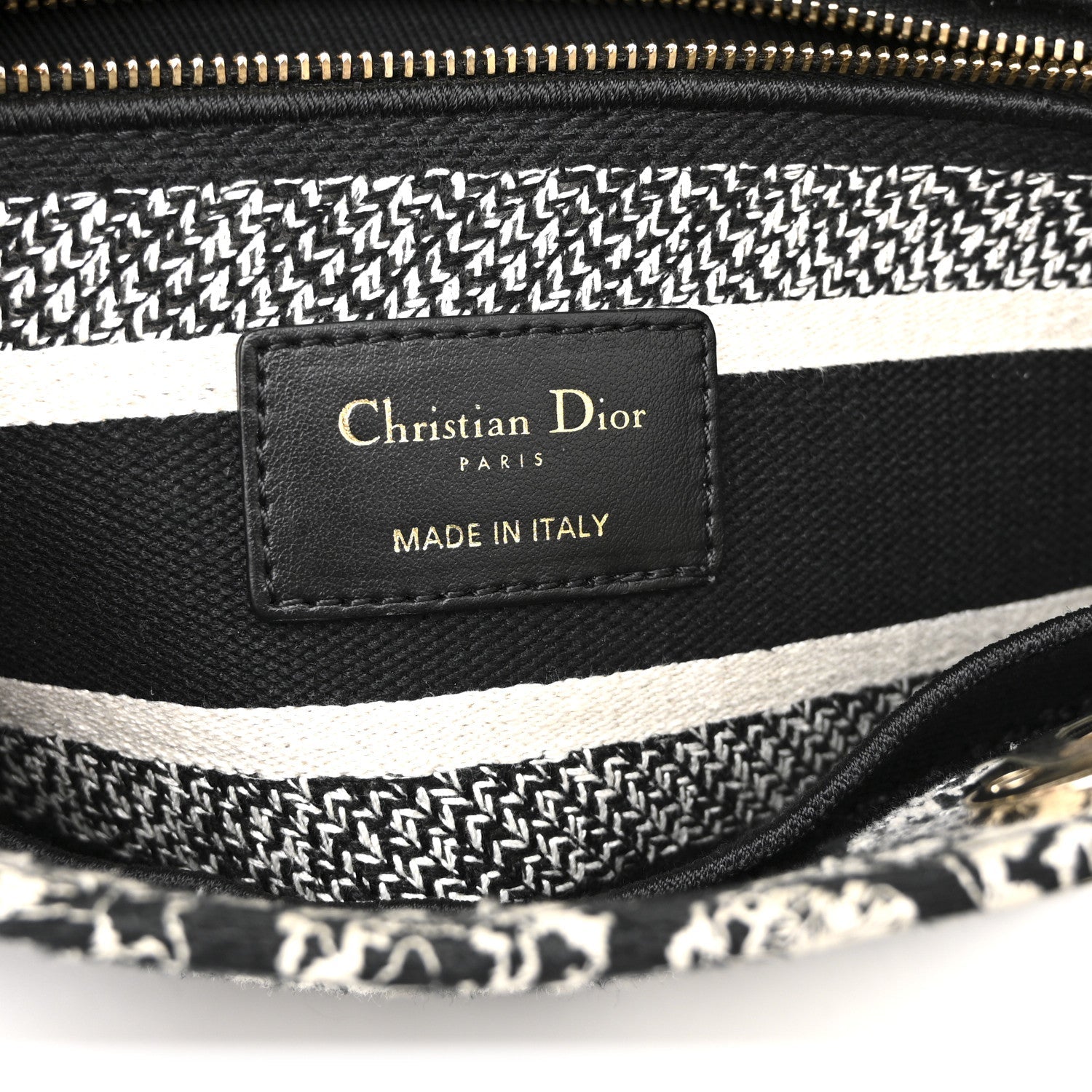 Canvas Embroidered Medium Plan de Paris Lady D-Lite Black White