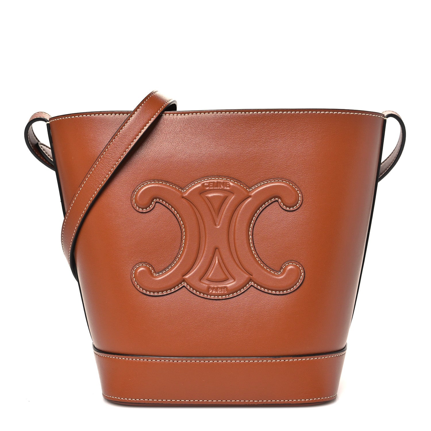 Smooth Calfskin Small Cuir Triomphe Bucket Bag Tan