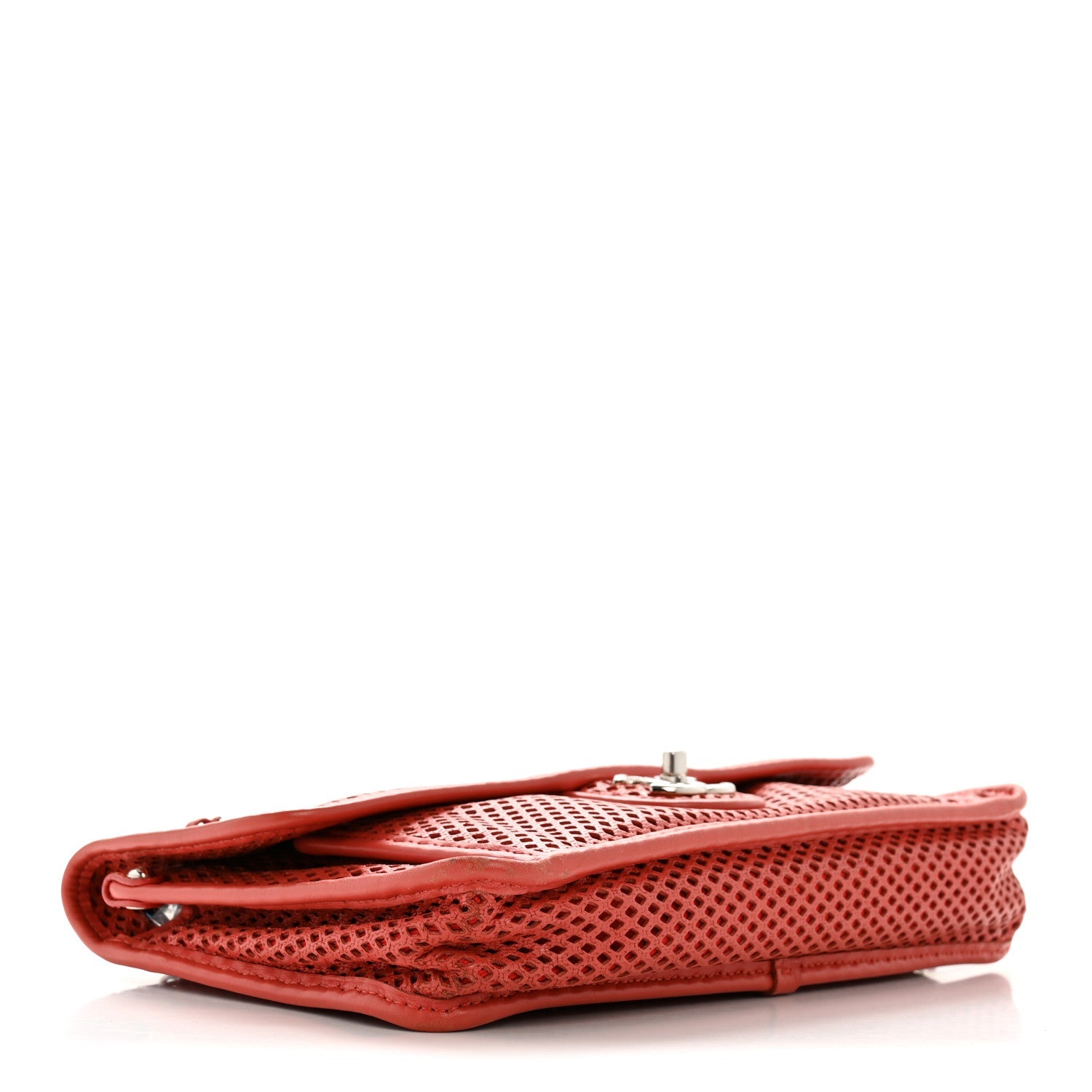 Perforated Calfskin Large Up In The Air Flap Red