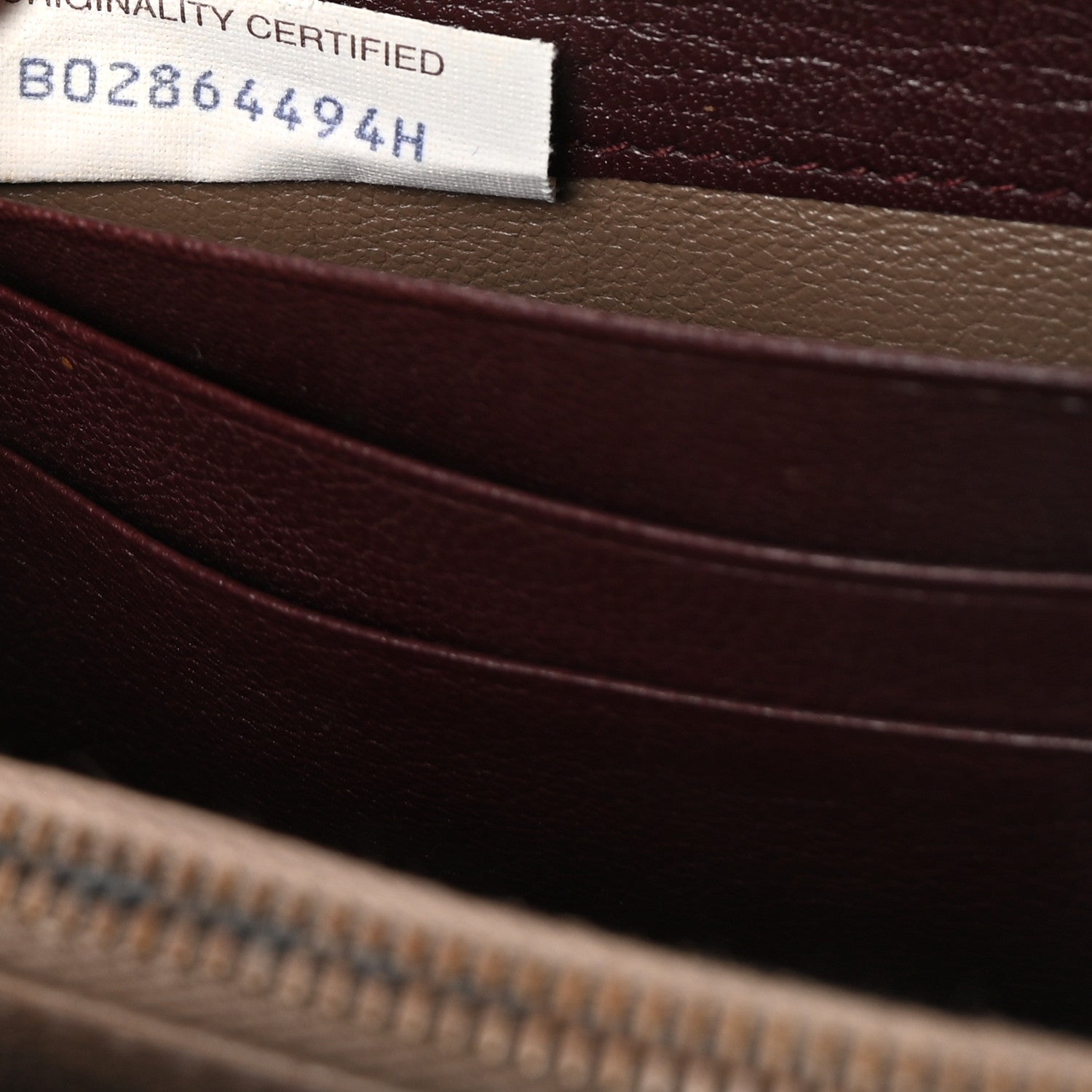 Grained Calfskin Zip Around Wallet Burgundy Black