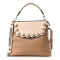 Vitello Century Pearl Bi-Color Scalloped Back to School Backpack Cuoio Camelia