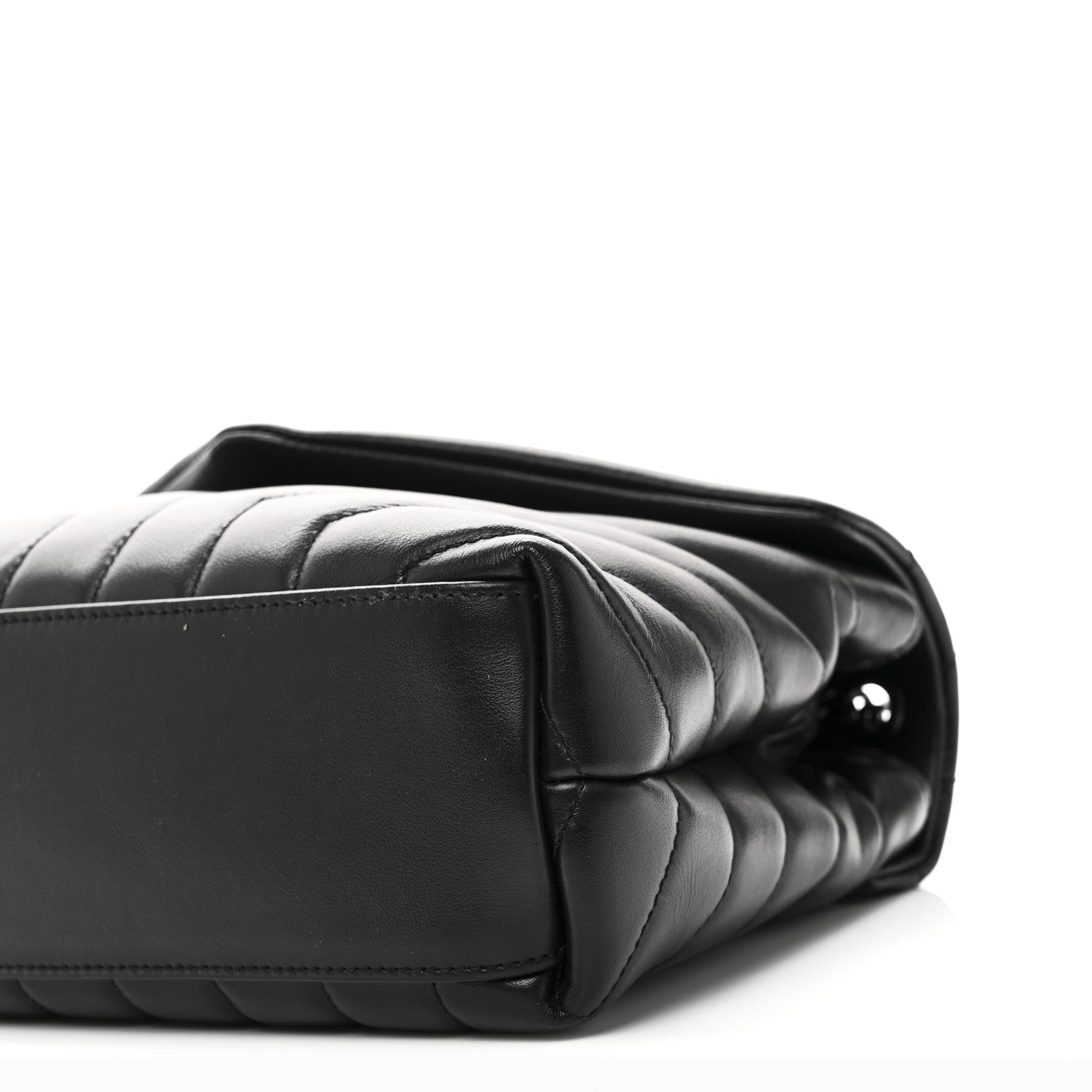 Calfskin Y Quilted Monogram Monochrome Small Loulou Chain Satchel Black