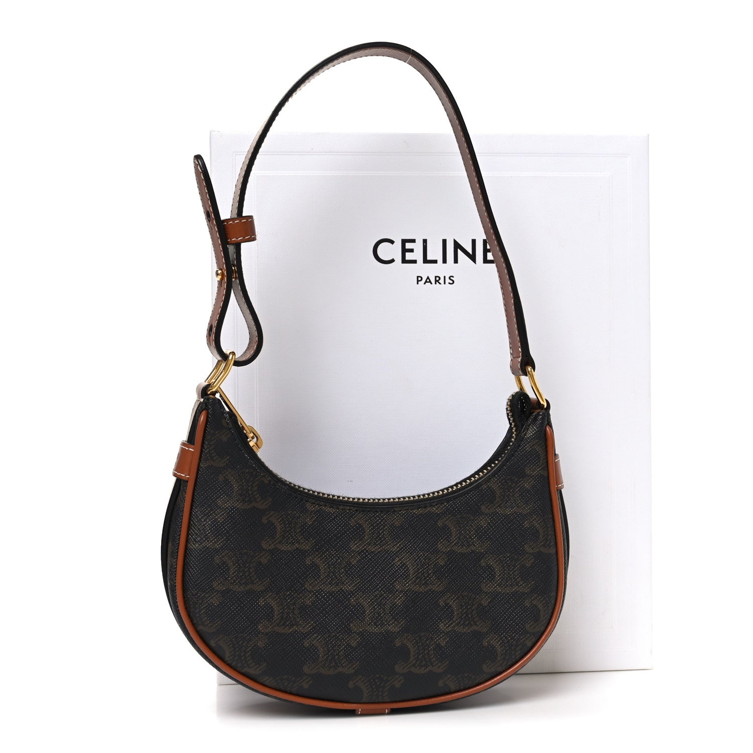 Canvas Calfskin Mini Ava Triomphe Shoulder Bag Tan