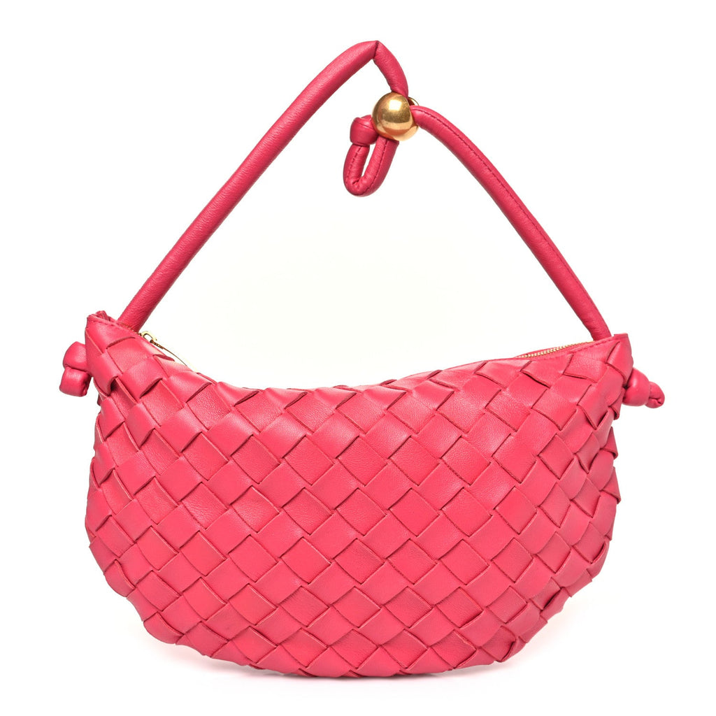 Nappa Intrecciato Small Turn Pouch Cranberry