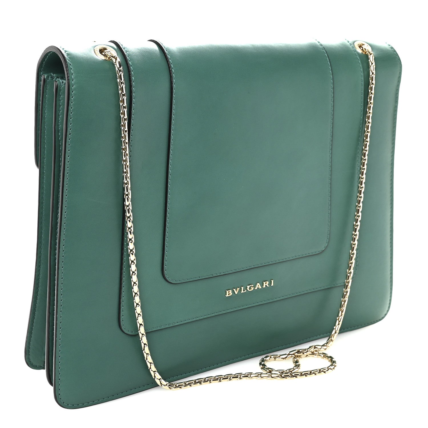 Calfskin Serpenti Forever Medium Shoulder Bag Emerald Green