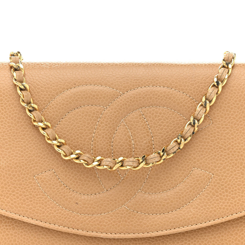 Caviar Timeless CC Wallet on Chain WOC Beige