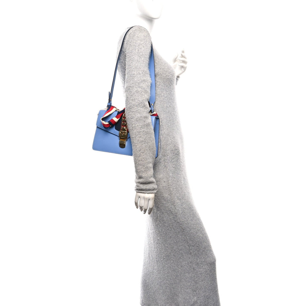 Calfskin Small Sylvie Shoulder Bag Clear Sky Blue