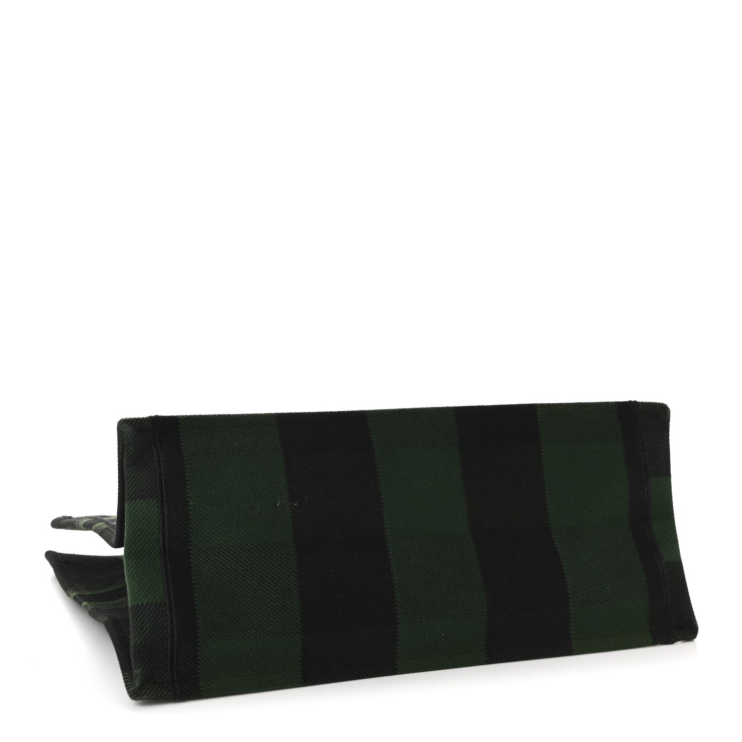Canvas Embroidered Checkered Book Tote Black Green
