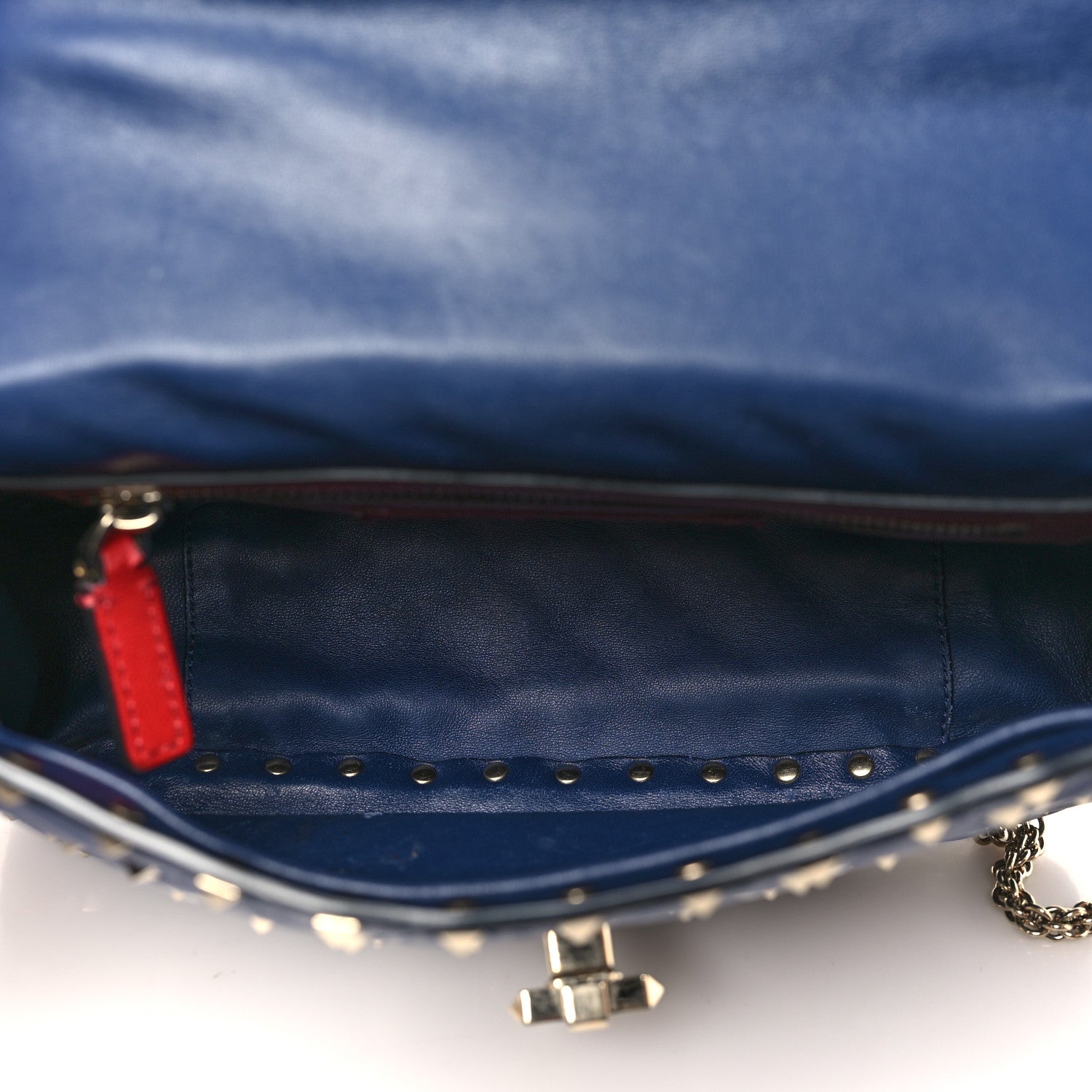 Nappa VLTN Print Medium Rockstud Spike Shoulder Bag Pure Blue White