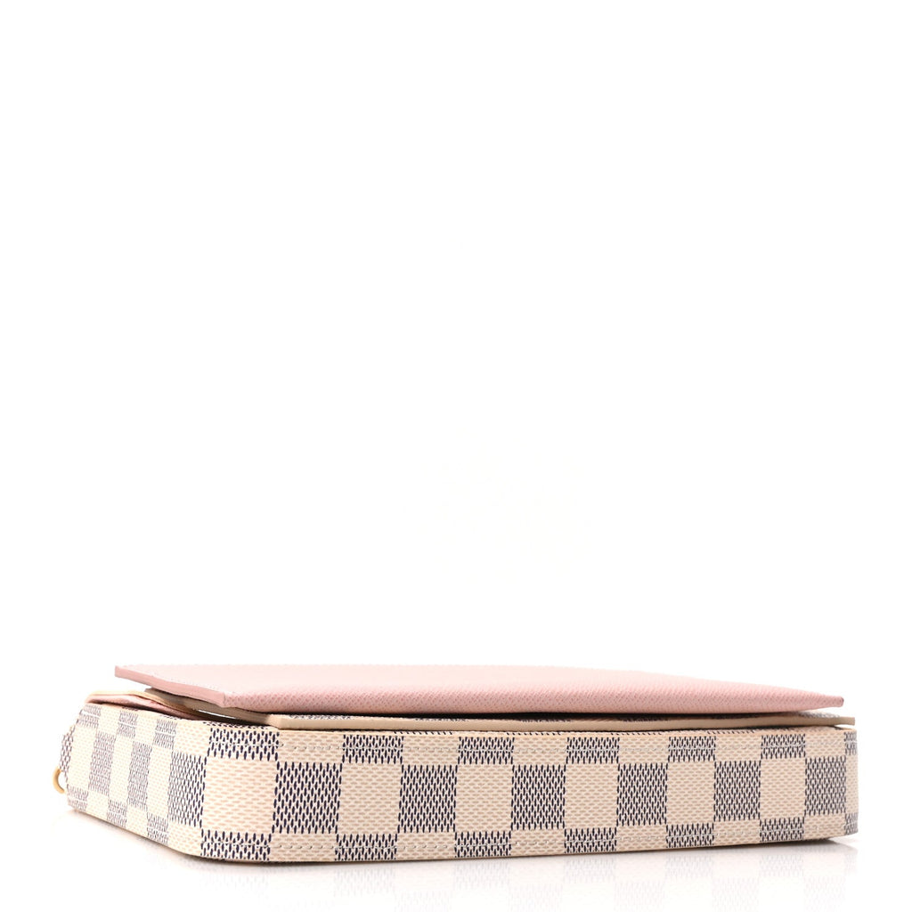Damier Azur Pochette Felicie Chain Wallet Rose Ballerine