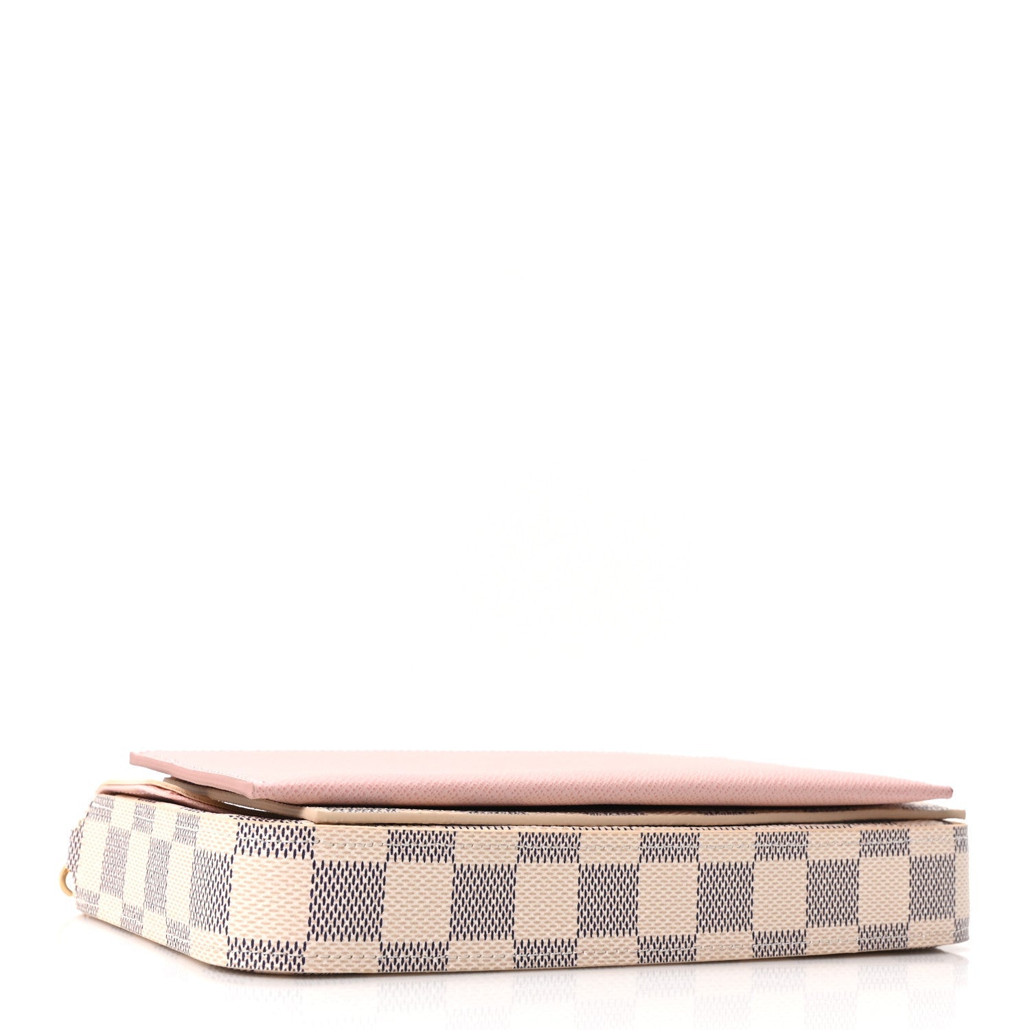 Damier Azur Pochette Felicie Chain Wallet Rose Ballerine