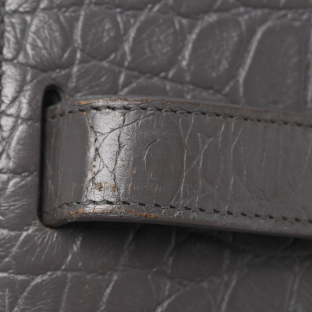 Calfskin Crocodile Embossed Small Sac de Jour Fog