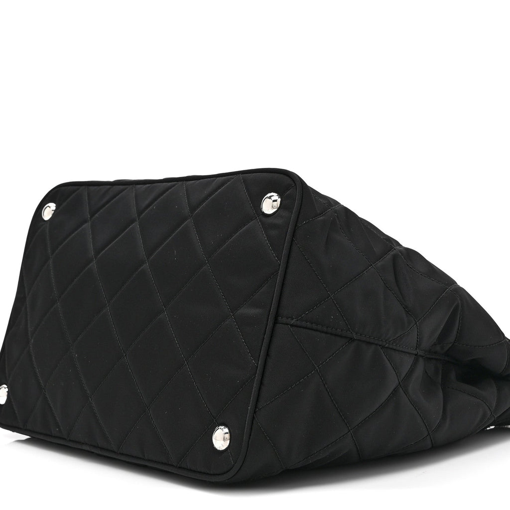 Nylon Tessuto Impuntu Quilted Tote Black