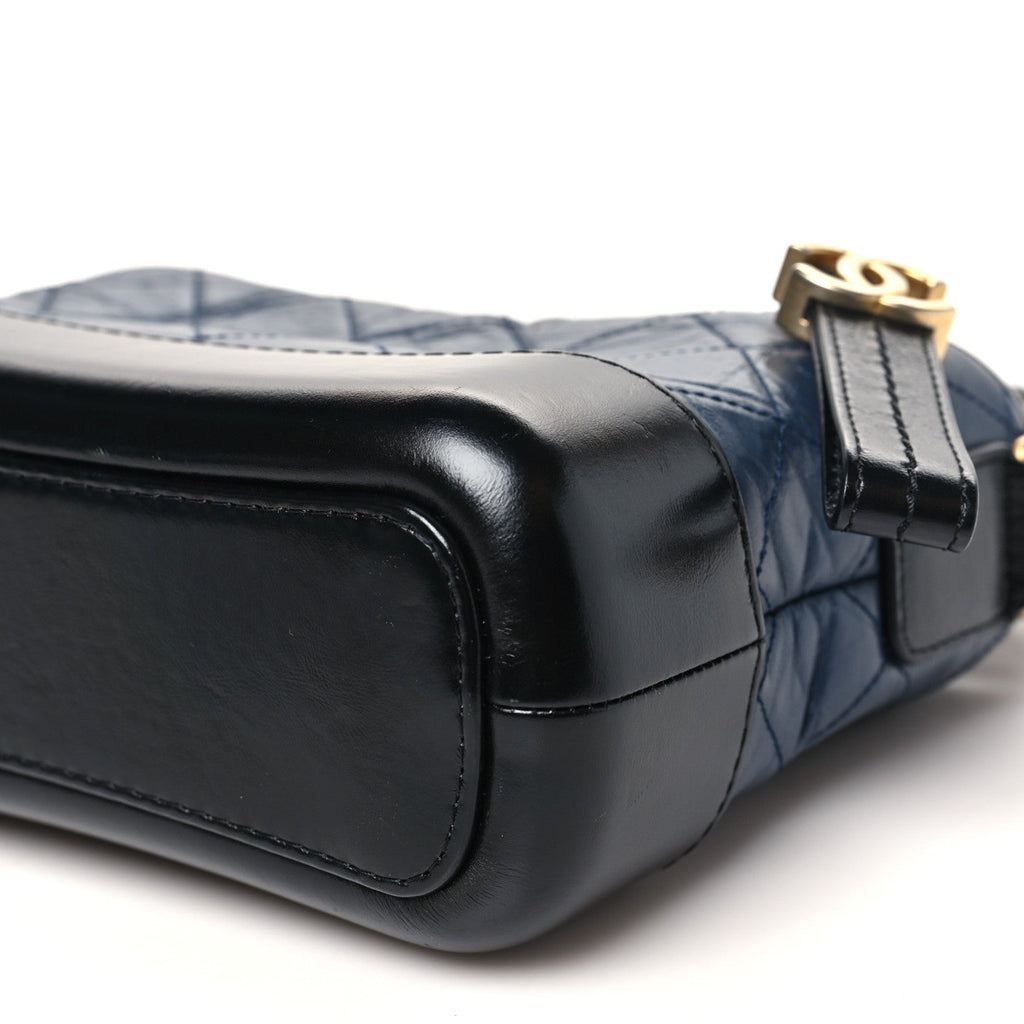 Aged Calfskin Quilted Small Gabrielle Hobo Dark Grey