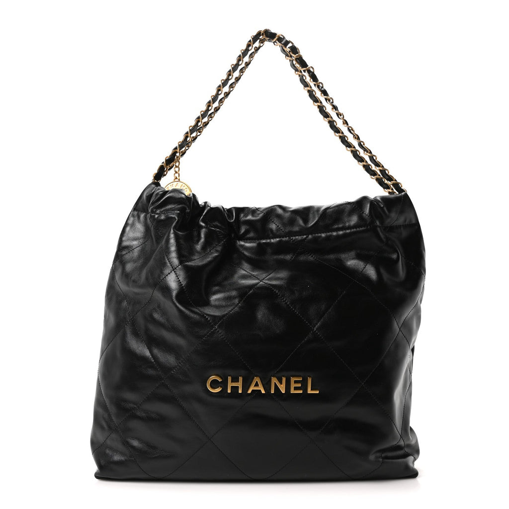 Shiny Calfskin Quilted Chanel 22 Black