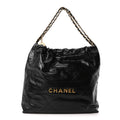 Shiny Calfskin Quilted Chanel 22 Black