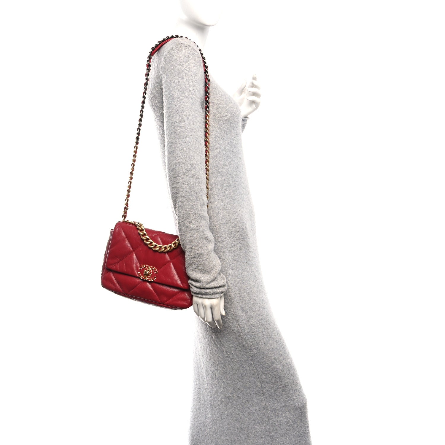 Goatskin Quilted Medium Chanel 19 Flap Red