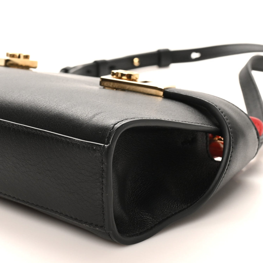 Calfskin Mini Hug Crossbody Bag Black Flame Red