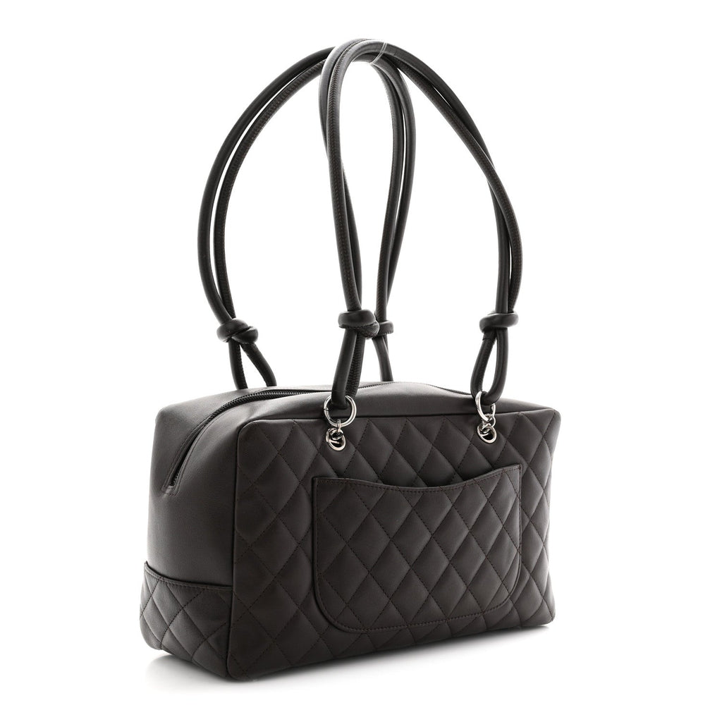 Calfskin Quilted Cambon Large Bowler Brown Beige