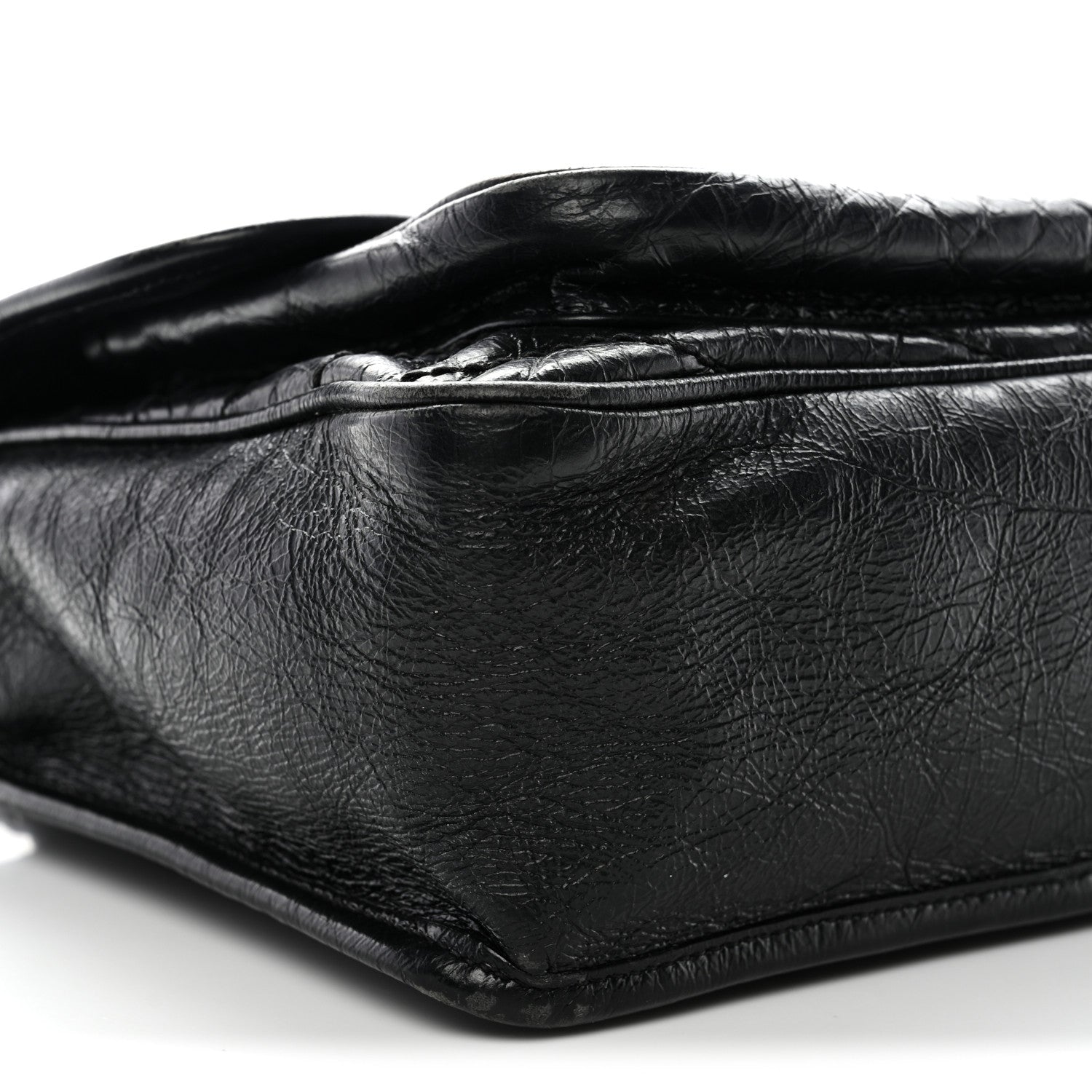 Crinkled Calfskin Matelasse Monogram Medium Niki Chain Satchel Black
