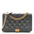 Caviar Quilted Boy Wallet On Chain WOC Grey