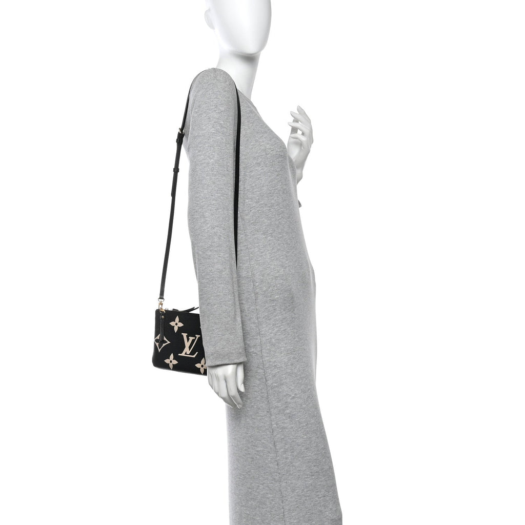 Empreinte Monogram Giant Double Zip Pochette Black Cream