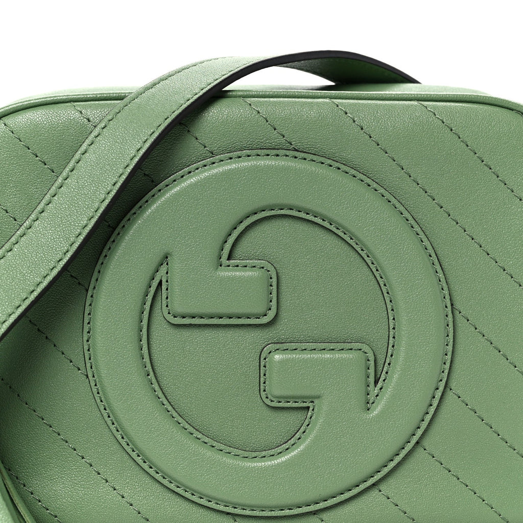 Sakai Be Green Calfskin Diagonal Stitched Small Blondie Shoulder Bag Green Soil Grass