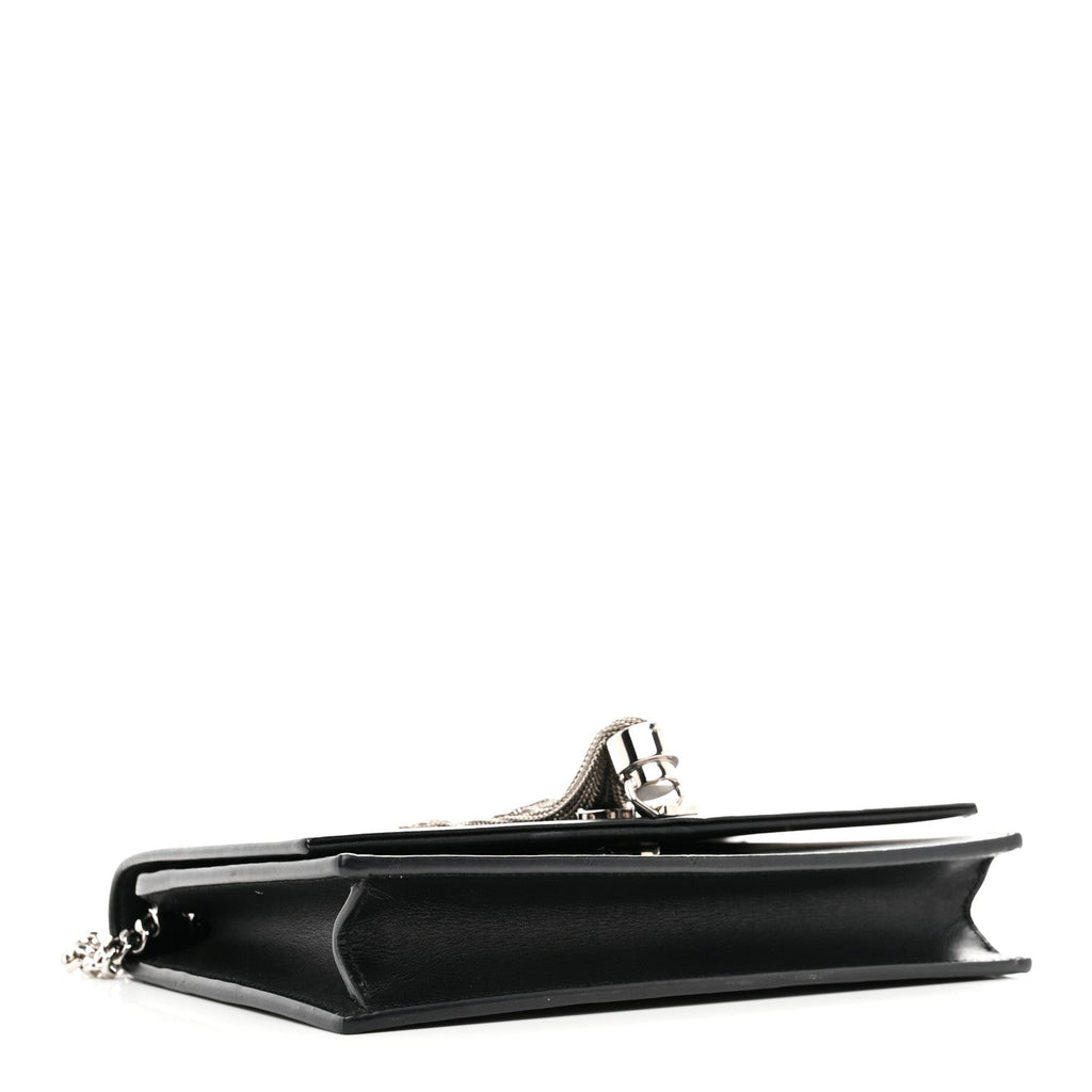 Smooth Calfskin Classic Monogram Kate Tassel Chain Wallet Black