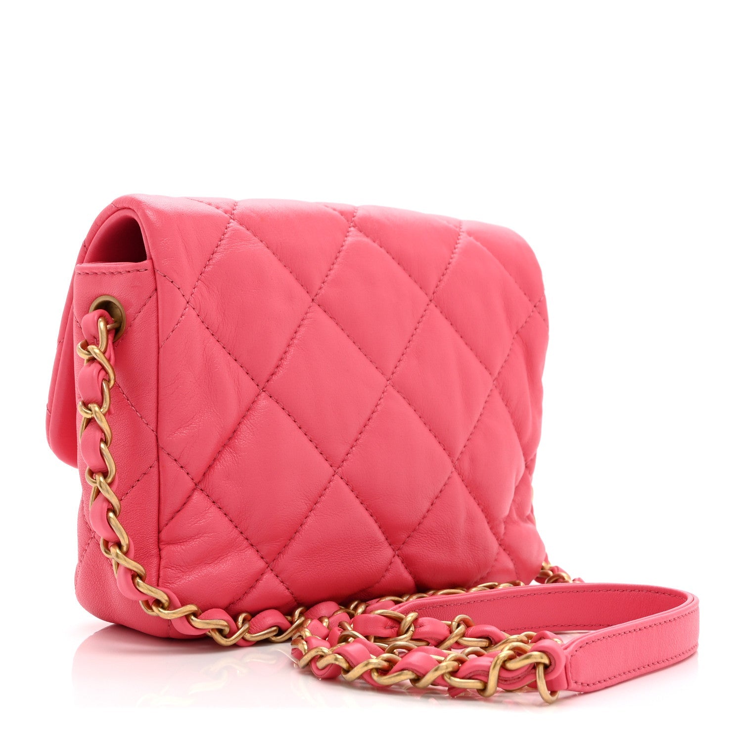 Lambskin Plexiglass Quilted Coco Love Mini Flap Pink