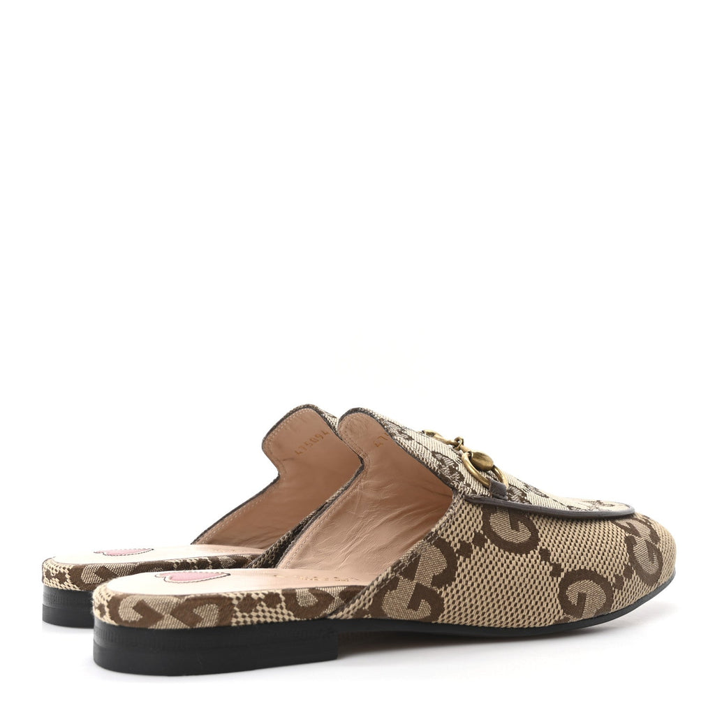 Monogram Jumbo GG Malaga Kid Womens Princetown Slippers 35.5 Camel Ebony New Acero Beige