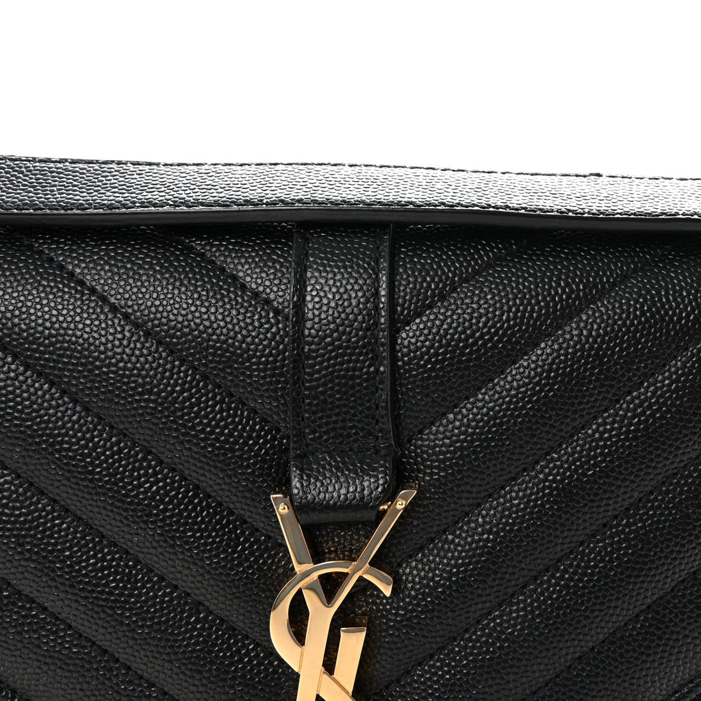 Grain De Poudre Textured Mixed Matelasse Triquilt Medium Monogram Satchel Black