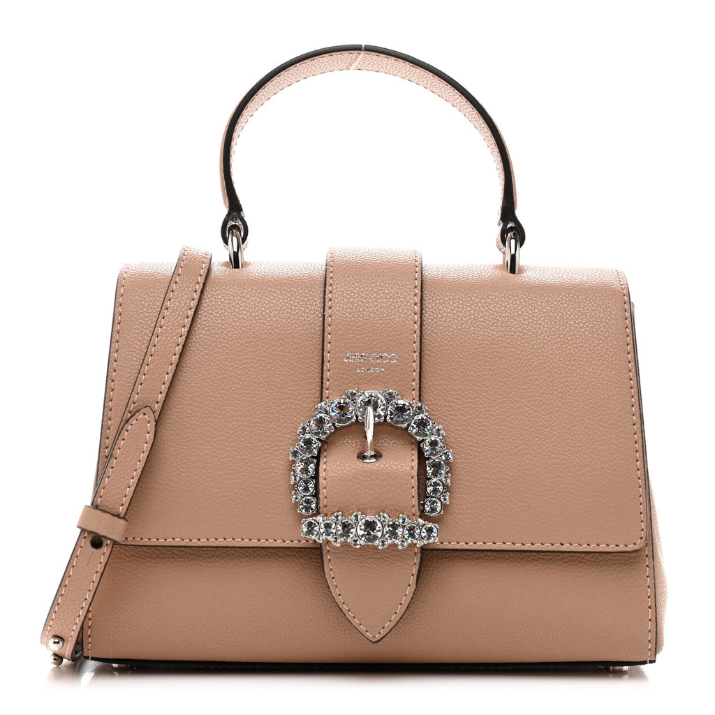Calfskin Crystal Small Cheri Top Handle Bag  Powder Pink