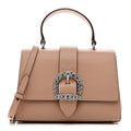 Calfskin Crystal Small Cheri Top Handle Bag  Powder Pink