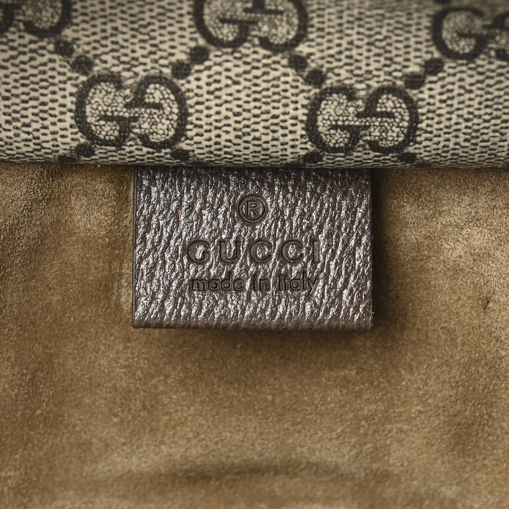 Tender GG Supreme Monogram Textured Dollar Calfskin Web Medium Jackie 1961 Crossbody Bag Beige Ebony New Acero