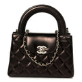 Metallic Aged Calfskin Quilted Nano Kelly Shopper Light Brown