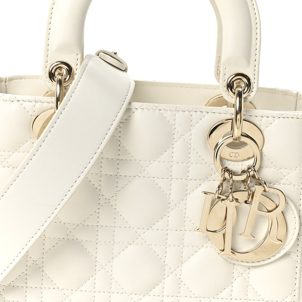 Lambskin Cannage Small My ABCDior Lady Dior White