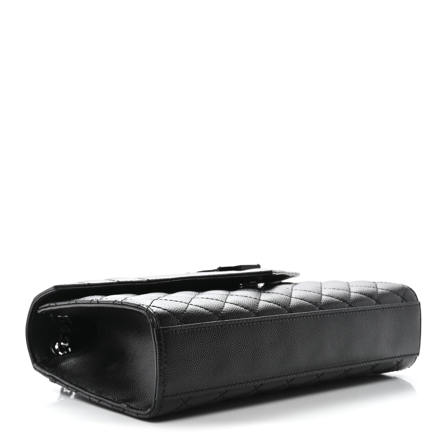 Grain De Poudre Textured Mixed Matelasse Triquilt Medium Monogram Monochrome Satchel Black