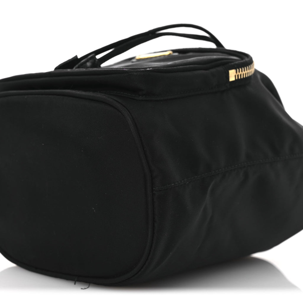 Saffiano Tessuto Nylon Mini Bucket Crossbody Bag Black
