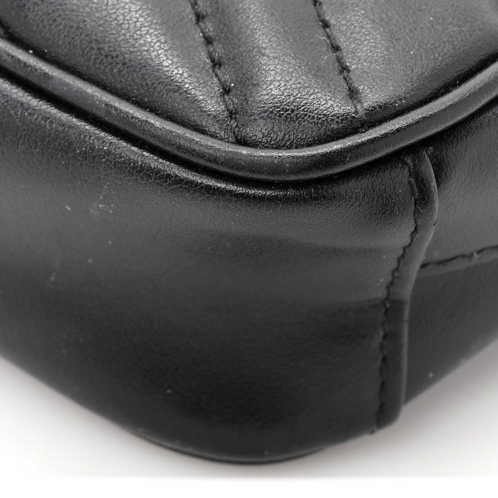Calfskin Matelasse Mini GG Marmont Crossbody Bag Black