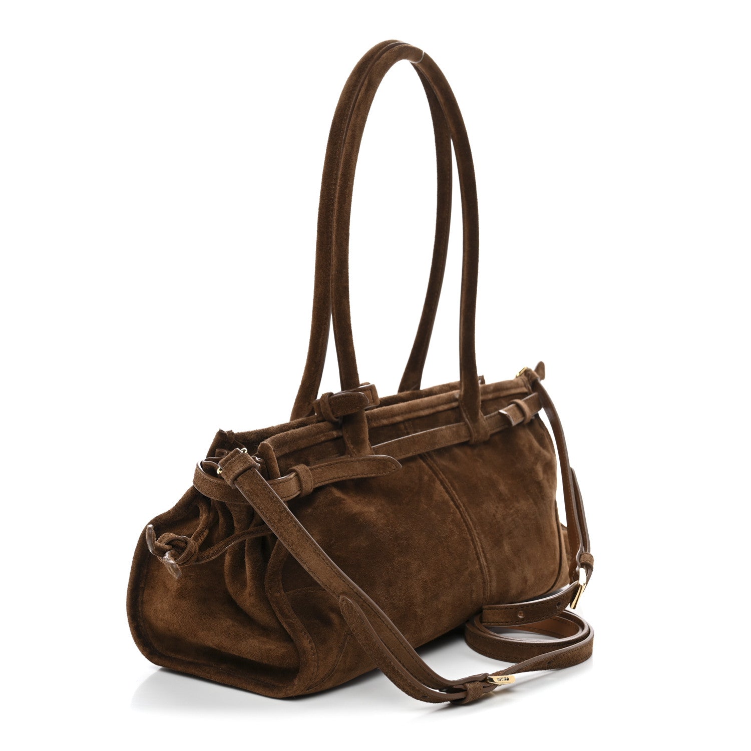 Suede Triangle Medium Bonnie Shoulder Bag Cacao