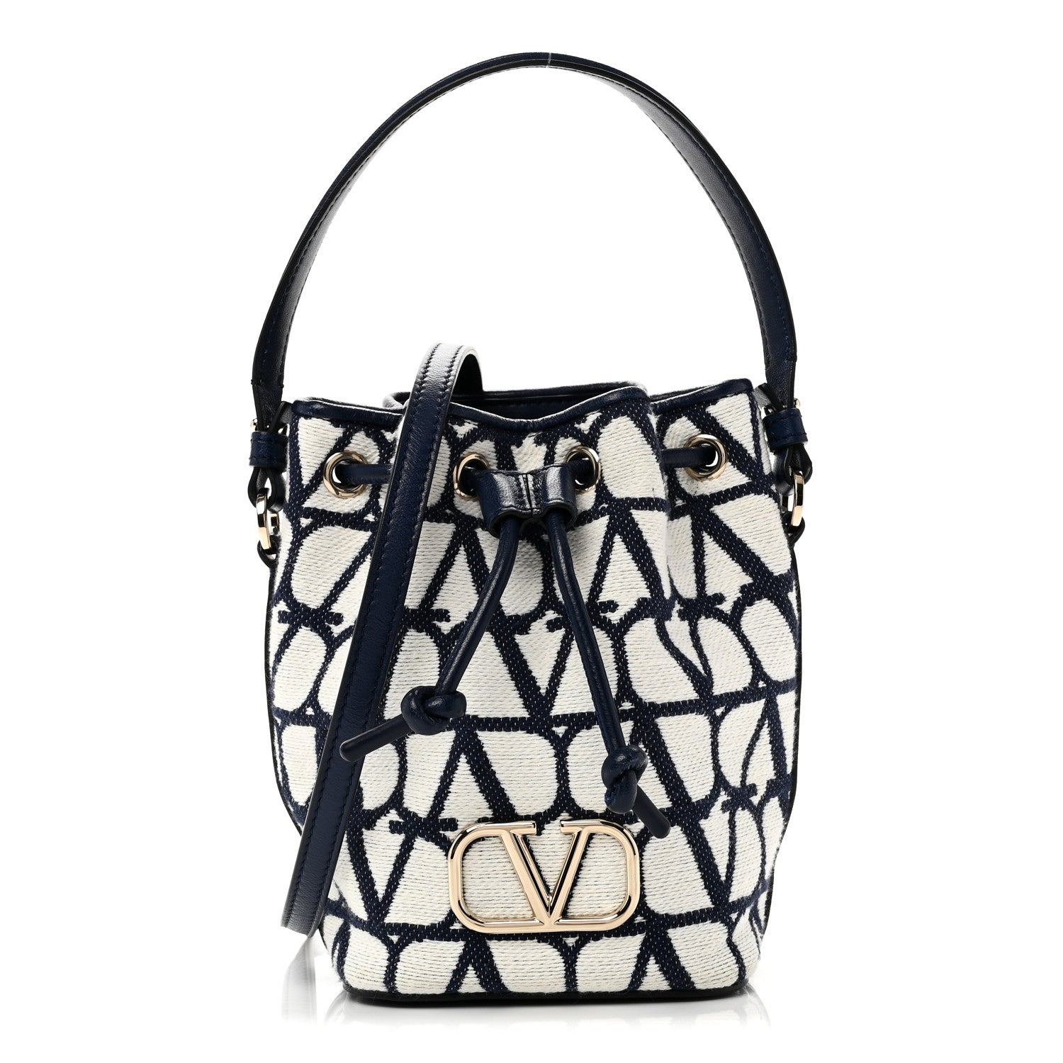 Toile Iconographe Nappa Mini Vlogo Signature Bucket Bag White Worker