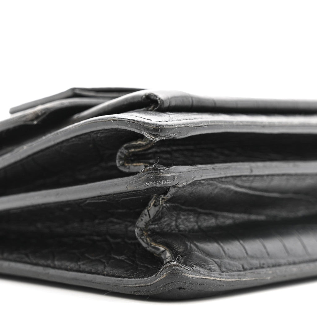 Calfskin Crocodile Embossed Medium Monogram Sunset Black