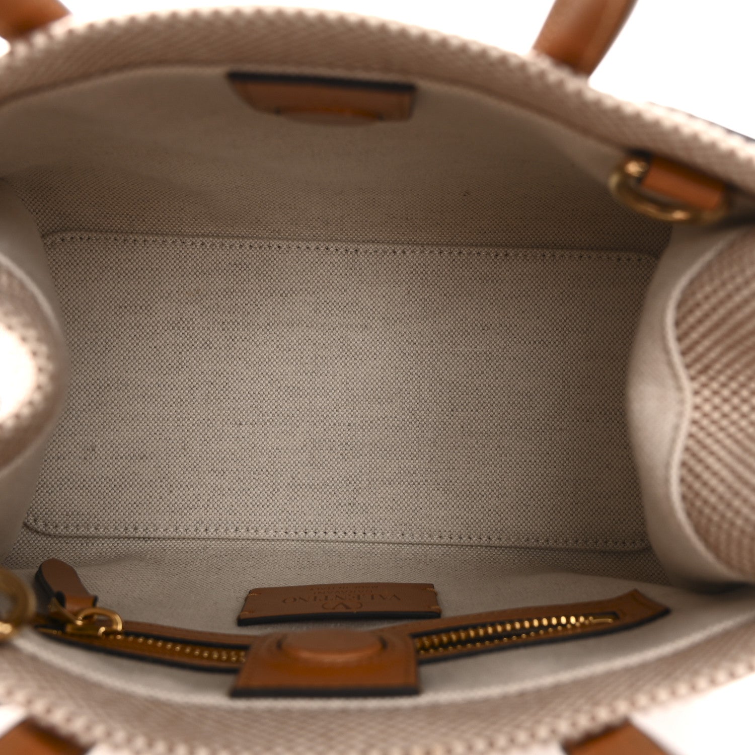 Cotton Canvas Calfskin Vlogo Small Antibes Tote Naturale Tobacco