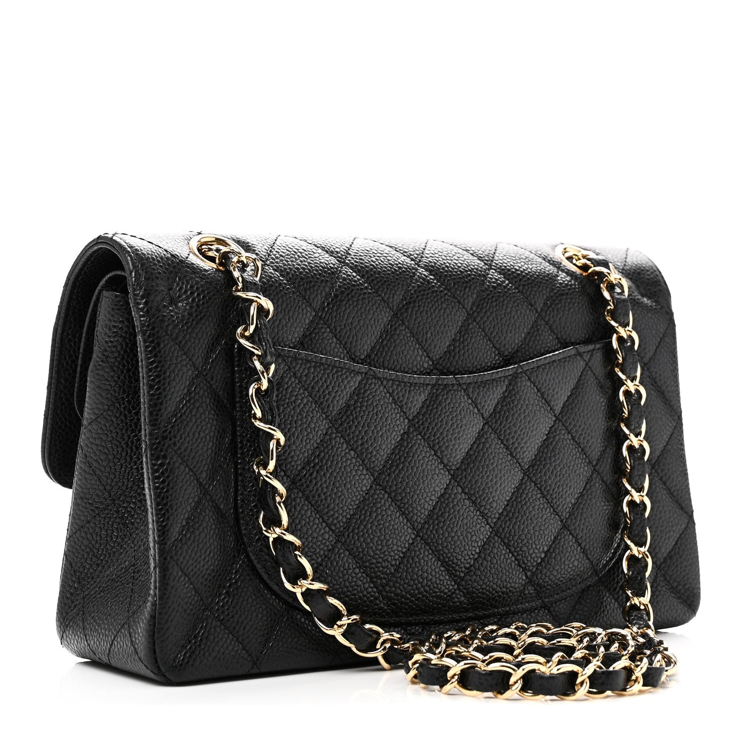 Caviar Quilted Small Double Flap Black