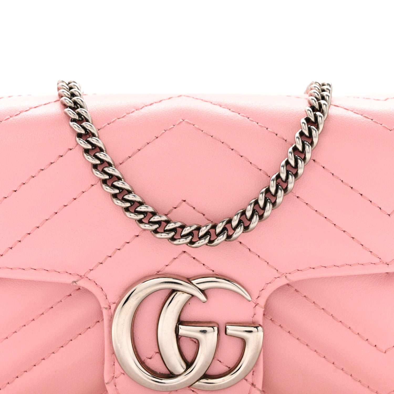 Calfskin Matelasse Super Mini GG Marmont Shoulder Bag Wild Rose