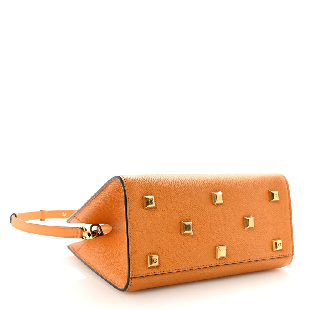 Hammered Calfskin Small The Studio Box Bag  Olivello