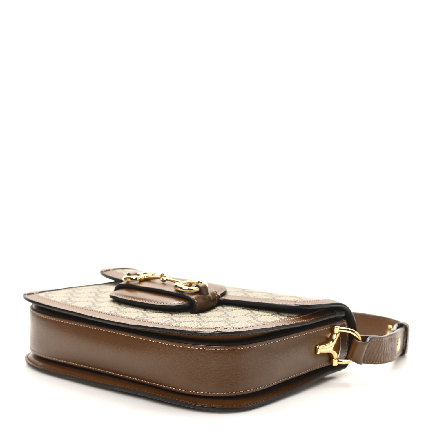 GG Supreme Monogram Horsebit 1955 Shoulder Bag Beige Brown Sugar